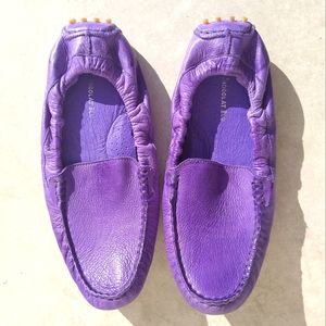 Chocolat Blu Royal Purple Leather Slipper Shoe, Wmn's 10